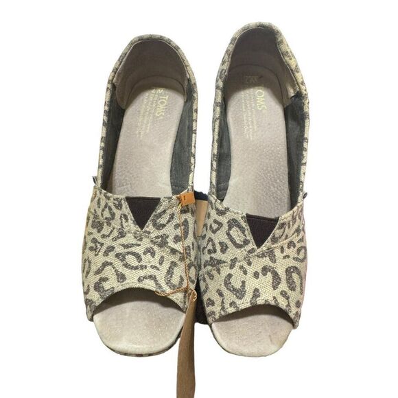 Toms Women's Leopard‎ Print Canvas Wedge Heels Size 7 - Picture 13 of 13